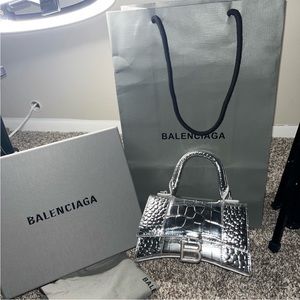 Authentic silver size XS Balenciaga hour glass
